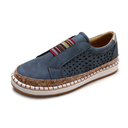 Damen Atmungsaktive Slip-On Sneakers mit elastischem Riemen und modischem Korkdesign Stalluxe