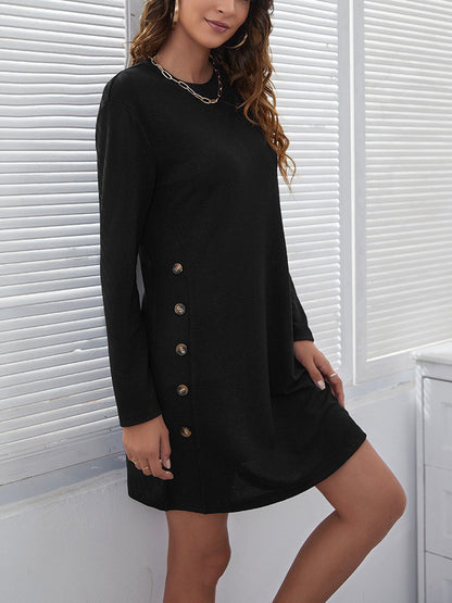 Damen Sweatkleid mit eleganter Knopfleiste und modernem Schnitt Stalluxe