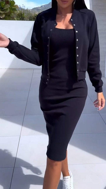 Damen modischer Sweatkleid und Jacke Set Stalluxe