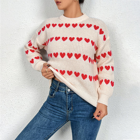 Damen Strickpulli mit Herzmuster Stalluxe