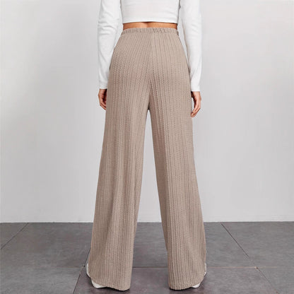 Damen elegante Strickpalazzo-Hosen mit hohem Bund und Rippstruktur Stalluxe