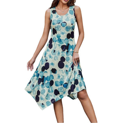Damen Sommerliches Hemdkleid mit asymmetrischem Saum und auffälligem Muster Stalluxe