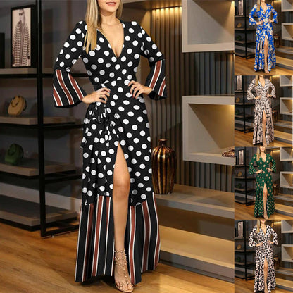 Damen Maxikleid mit elegantem Wickeldesign und auffälligem Leopardenmuster Stalluxe