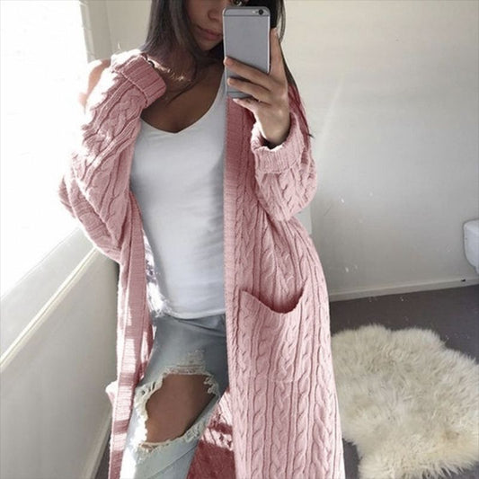 Damen Strickjacke mit Kabelmuster und großen Taschen Stalluxe