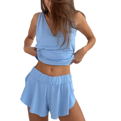 Damen Schlafset mit verstellbarem Bund und V-Ausschnitt Stalluxe
