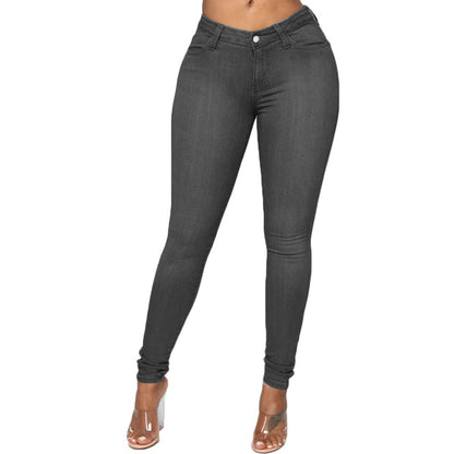 Damen Slim-Fit Jeans mit dekorativem Schnürdetail Stalluxe Grau
