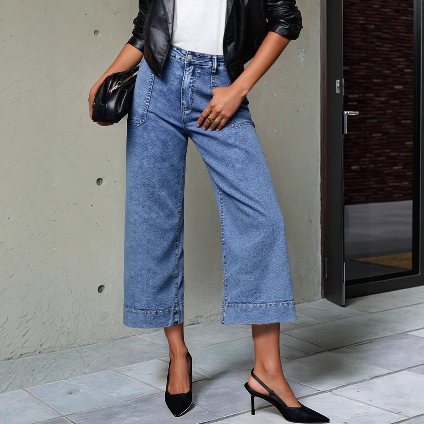 Damen Hochgeschnittene Culottes aus Denim Stalluxe
