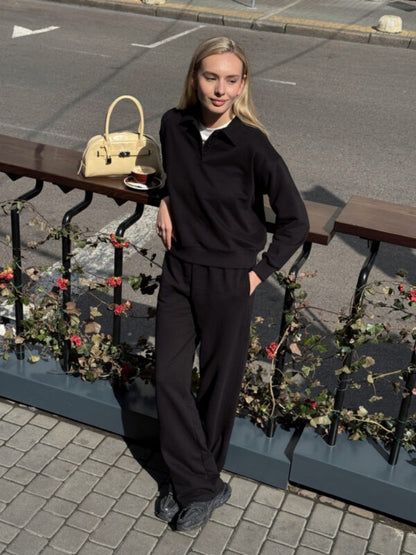 Damen sportlicher Freizeit-Loungewear mit Kragen Stalluxe
