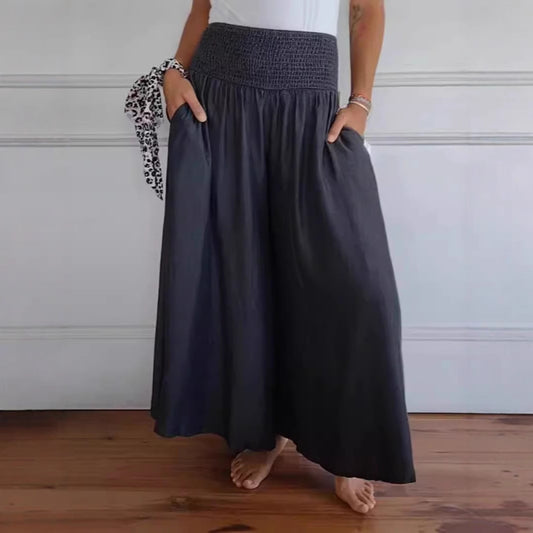 Damen weite Baumwollhose mit elastischem Bund und praktischen Taschen Stalluxe