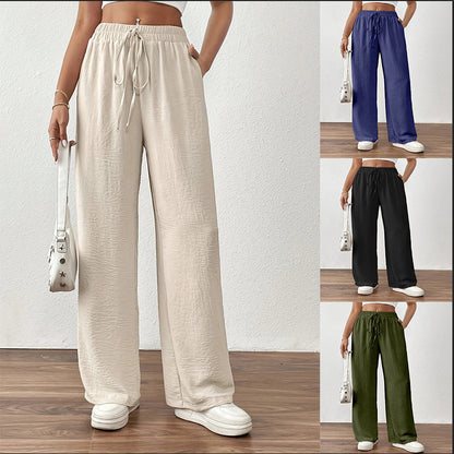 Damen weite Palazzo-Hose mit elastischem Bund und taillierbarem Kordelzug Stalluxe