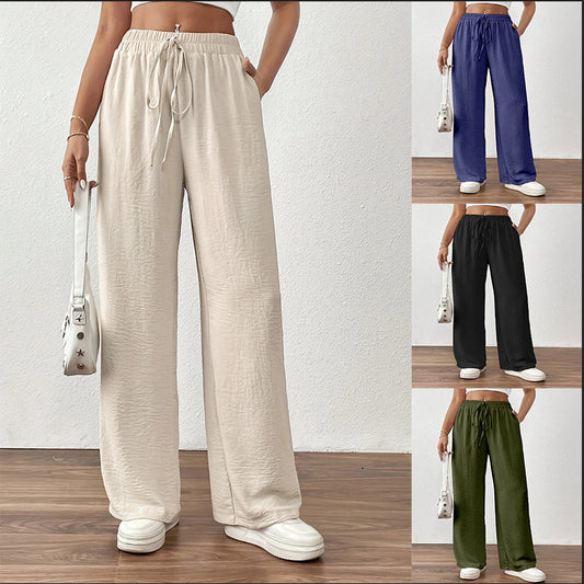Damen weite Palazzo-Hose mit elastischem Bund und taillierbarem Kordelzug Stalluxe
