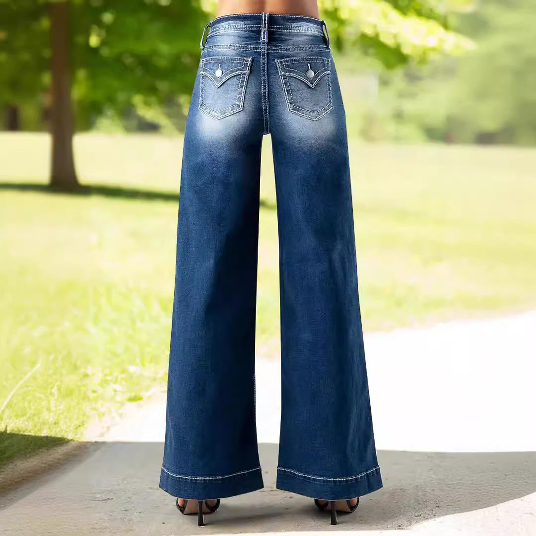 Damen Weit geschnittene Denim-Hosen Stalluxe