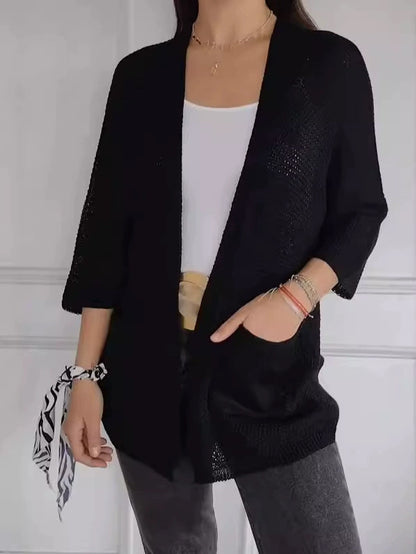 Damen luftiger Strick-Cardigan mit Taschen und weitem Schnitt Stalluxe