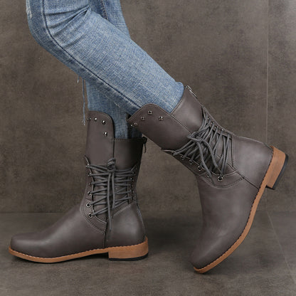 Damen Schnürstiefel aus Leder mit modischen Details Stalluxe