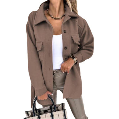 Damen Oversize-Hemdjacke mit praktischen Taschen und modernem Kragen Stalluxe