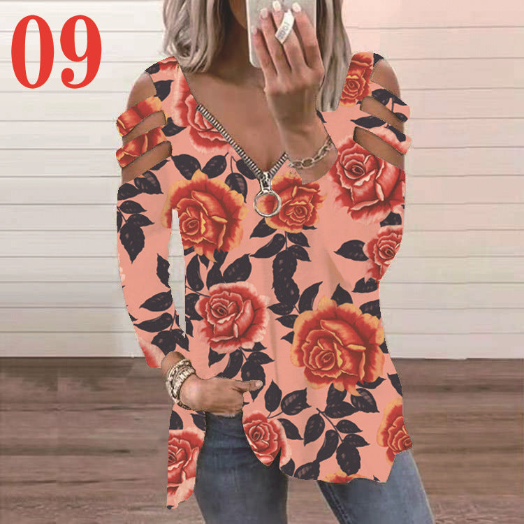 Damen Bluse mit floralem Cut-Out-Design und lässigem V-Ausschnitt Stalluxe