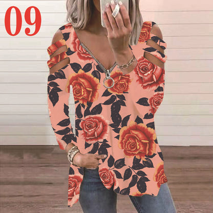 Damen Bluse mit floralem Cut-Out-Design und lässigem V-Ausschnitt Stalluxe
