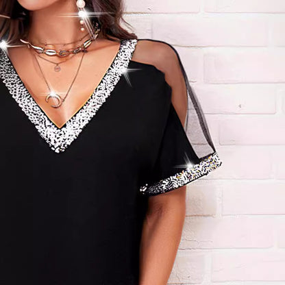 Damen Freizeitkleid mit funkelnden Pailletten Stalluxe