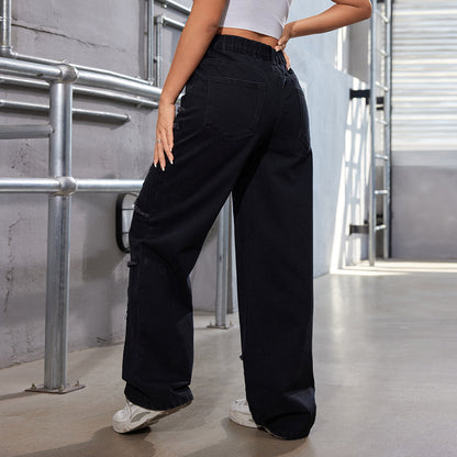 Damen weite Jeans mit trendy Fransen-Details und ausgefallenem Design Stalluxe
