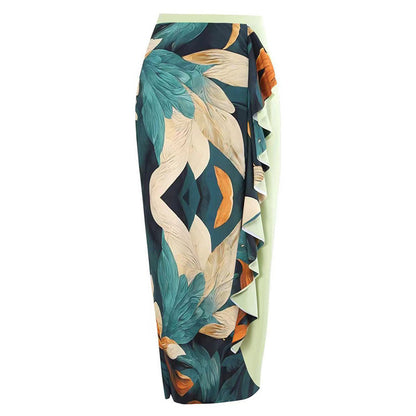 Damen Einteiler Badeanzug mit asymmetrischem Design und elegantem Wickelrock Stalluxe