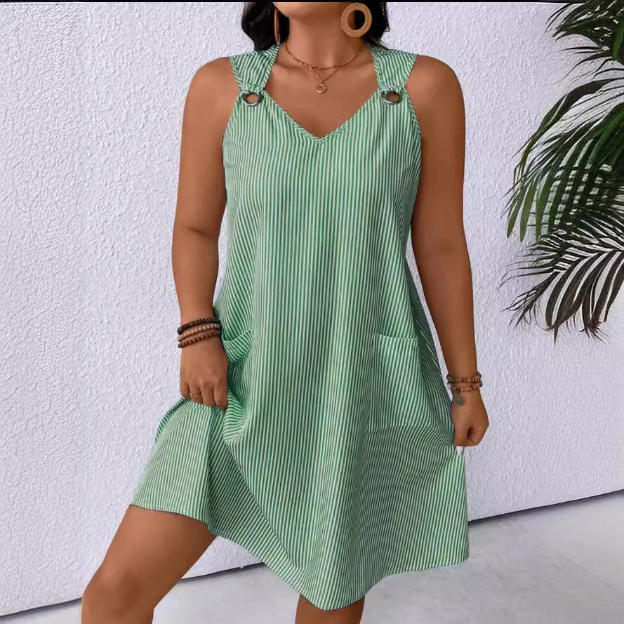 Damen Freizeitkleid mit schmalen Trägern und praktischen Taschen Stalluxe
