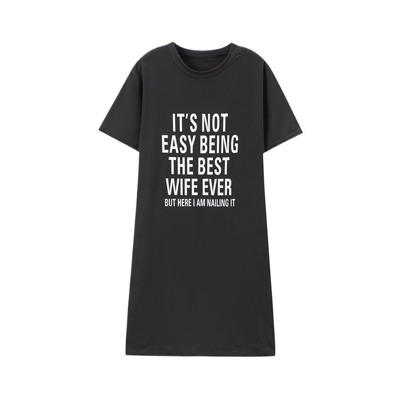 Damen T-Shirt Kleid mit motivierendem Schriftzug Stalluxe