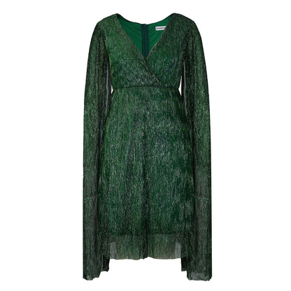 Damen Elegantes Wickelkleid mit langen Transparenzärmeln und Glitzereffekt Stalluxe