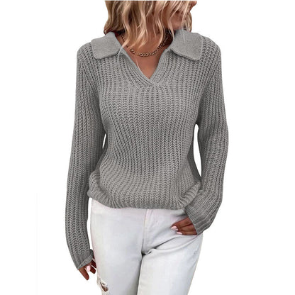 Damen Strickpullover mit schickem Kragen und lässigem Schnitt Stalluxe