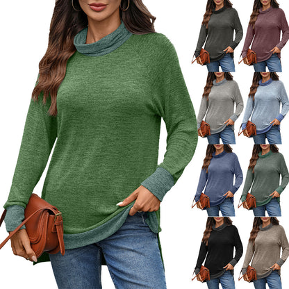 Damen lässiger Pullover mit stehendem Kragen und seitlichen Schlitzen Stalluxe