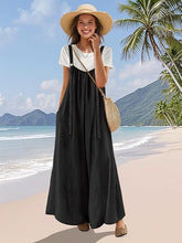 Damen Langer Baumwollkleid mit Trägern und Taschen Stalluxe