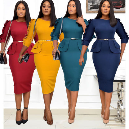 Damen Figurbetontes Kleid mit Rüschendetails Stalluxe