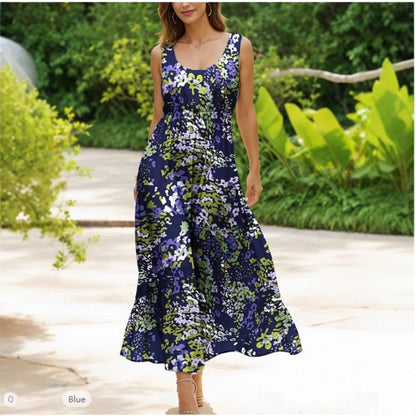 Damen Maxikleid mit verspieltem Blumendesign und weitem Rockabfall Stalluxe