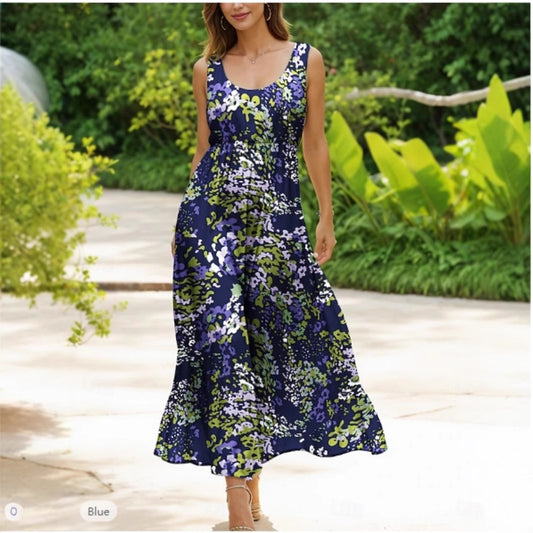 Damen Maxikleid mit verspieltem Blumendesign und weitem Rockabfall Stalluxe