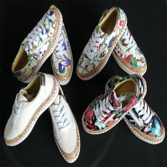 Damen komfortable Sneakers mit Korksohle und Reißverschluss Stalluxe