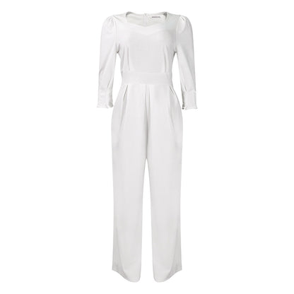 Damen Eleganter Jumpsuit mit langem Arm und taillierter Silhouette Stalluxe