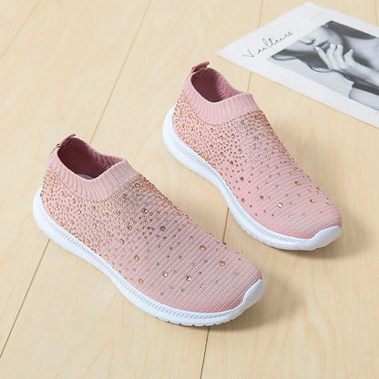 Damen modische Sneaker mit Strass-Applikationen und flexiblem Strick-Obermaterial Stalluxe