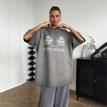 Damen Oversized Sweatshirt mit grafischem Weihnachtsmotiv Stalluxe
