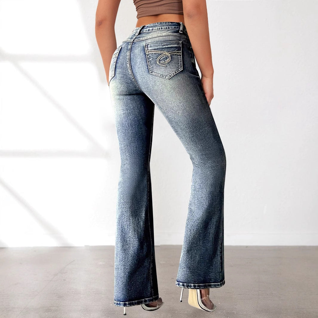 Damen Bootcut Jeans mit hohem Bund und modischen Waschungen Stalluxe