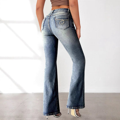 Damen Bootcut Jeans mit hohem Bund und modischen Waschungen Stalluxe