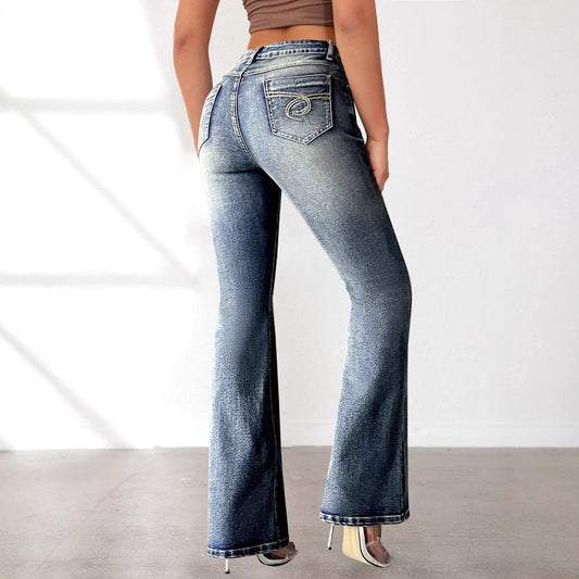Damen Bootcut Jeans mit hohem Bund und modischen Waschungen Stalluxe