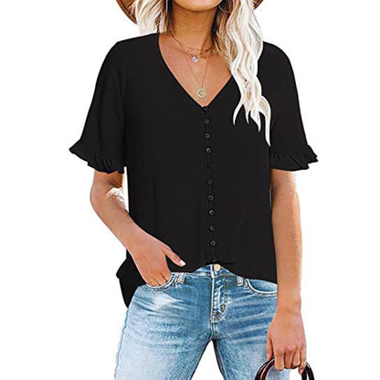 Damen Bluse mit Rüschenärmeln und modischen Knöpfen Stalluxe