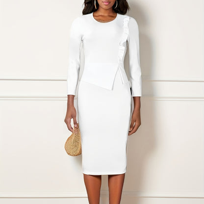 Damen figurbetontes Kleid mit langen Ärmeln und Raffung Stalluxe