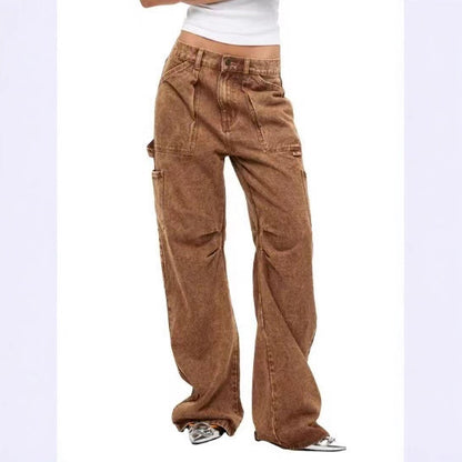 Damen lässige Cargo-Jeans mit verstellbarem Bund Stalluxe