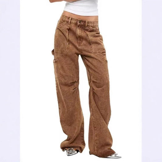 Damen lässige Cargo-Jeans mit verstellbarem Bund Stalluxe