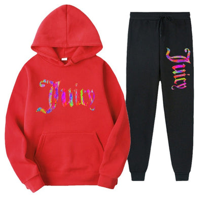 Damen sportliches Hoodie- und Jogginghose-Set mit einzigartigem grafischen Druck Stalluxe
