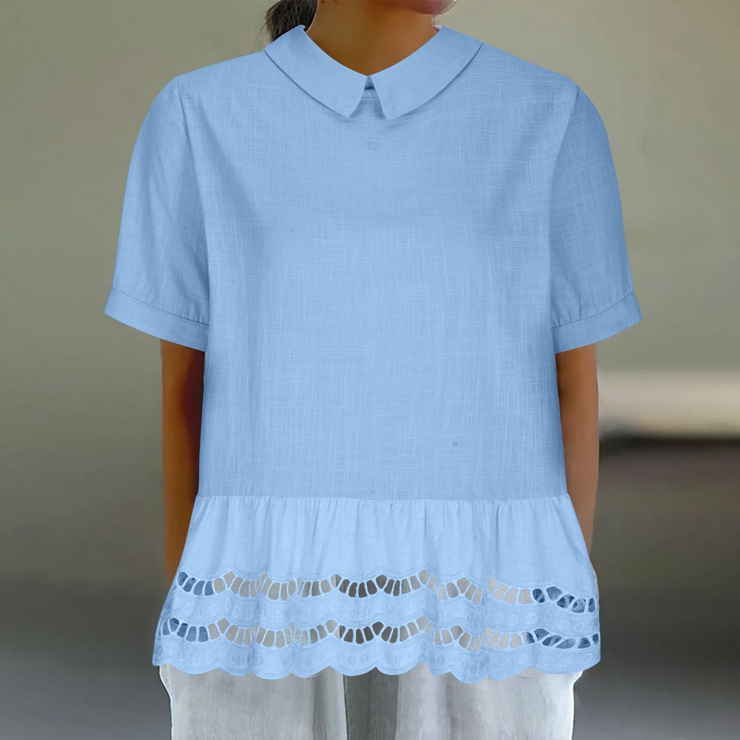 Damen Bluse mit Rüschensaum und ausgestellten Ärmeln Stalluxe