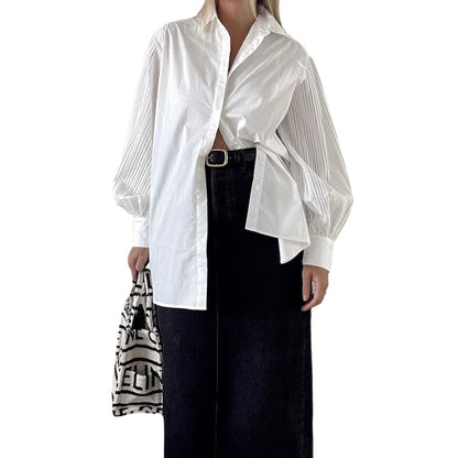 Damen Oversized Hemdbluse mit innovativen Rüschendetails Stalluxe