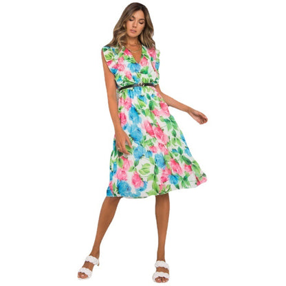 Damen Floral maxikleid mit Rüschendetails und Taillengürtel Stalluxe