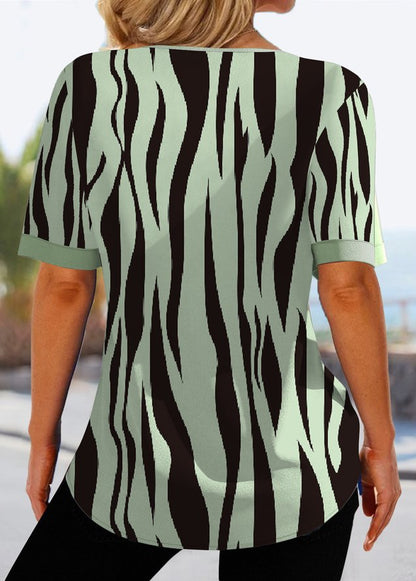 Damen modisches Kurzarmshirt mit modernem Zebrastreifen-Design Stalluxe