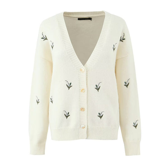 Damen Eleganter Midirock mit floralem Stickdesign und elastischem Bund Stalluxe